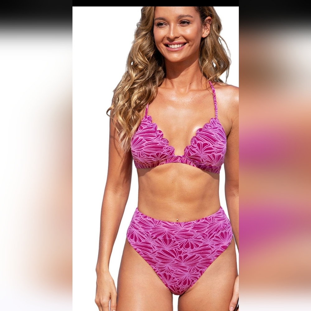 Pink Floral Bikini Top